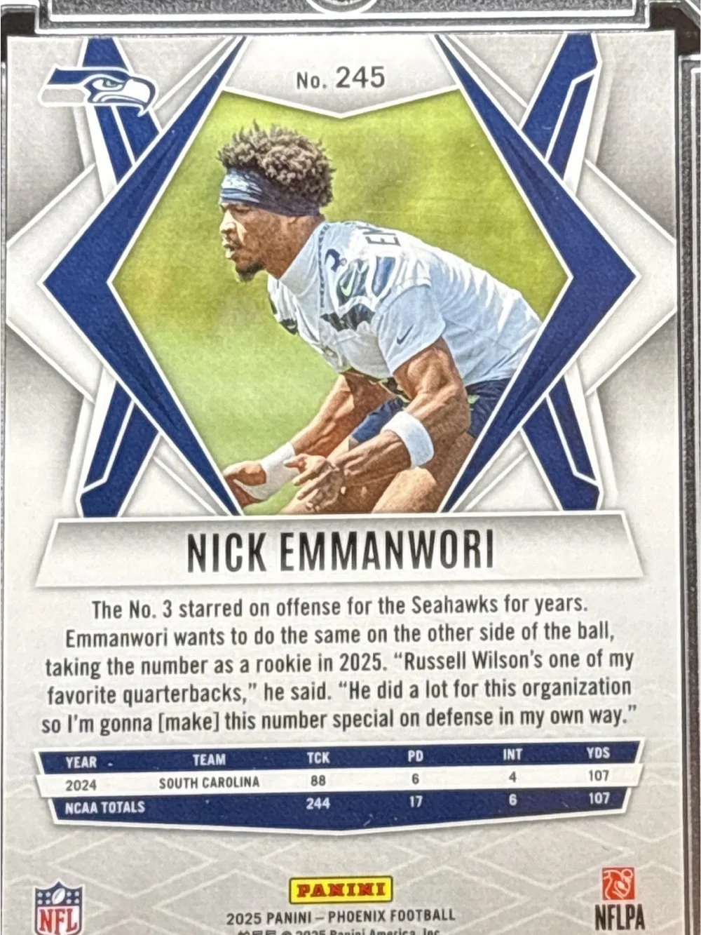 Panini Phoenix Nick Emmanwori Rookie Football Trading Card